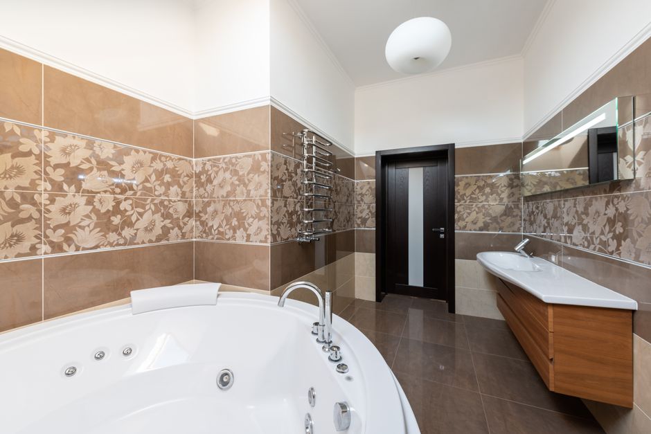 Precision modern bathroom tile installation work